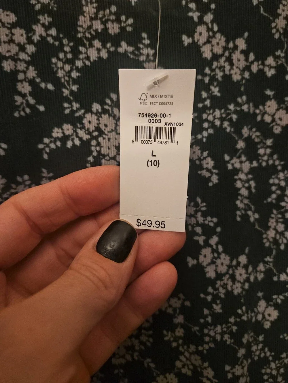 GAP Green Floral Long-Sleeve Casual Dress; Fall; Corduroy Feel But 100% Cotton